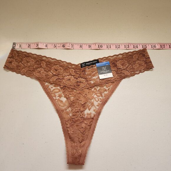 INC International Concepts Lace Thong Womens XL Black Grey Beige Brown Set Of 4 - Picture 6 of 9